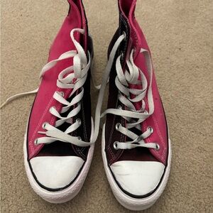 Pink and Black High-Top Sneakers